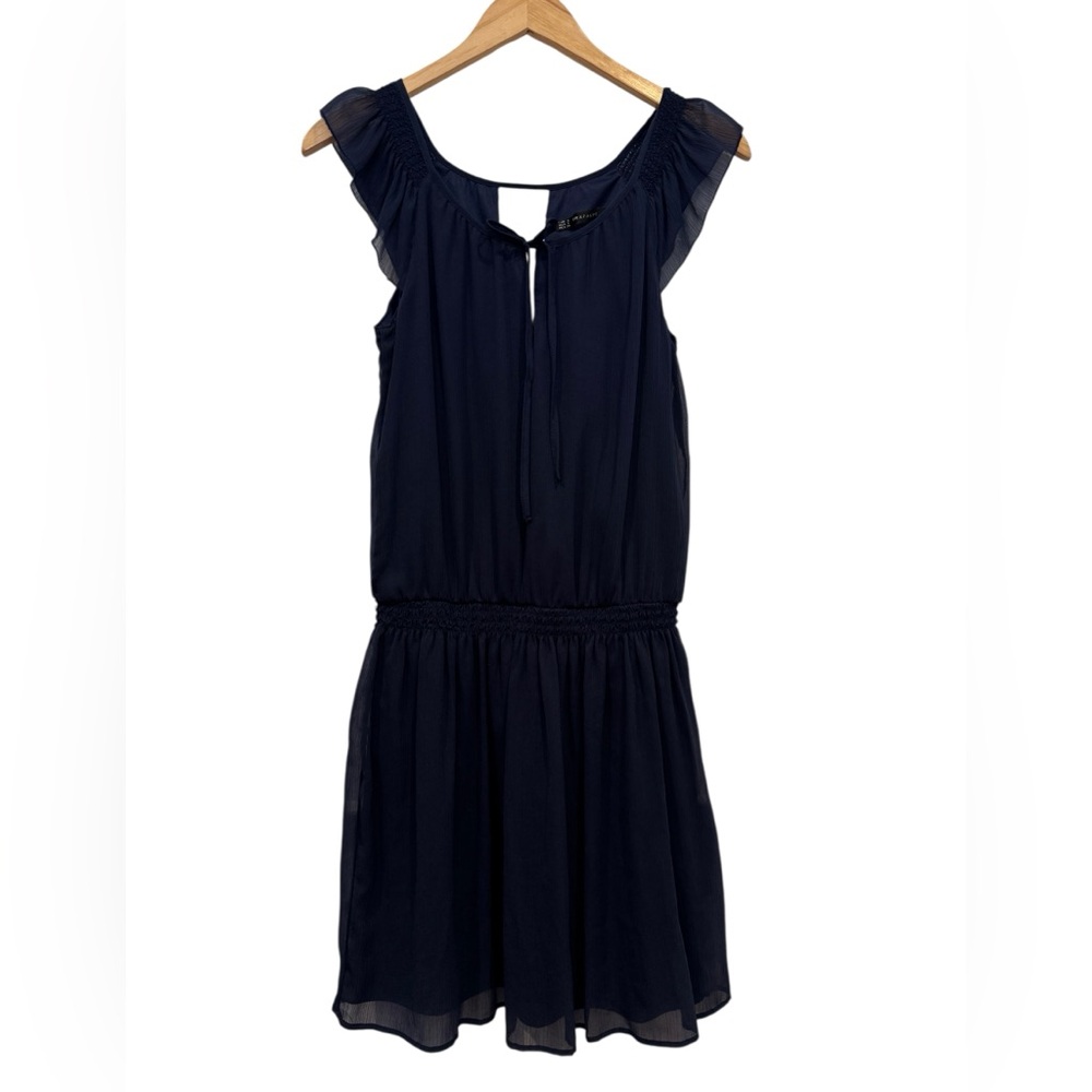 Zara Navy Sleeveless Drop Waist Mini Dress
